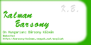 kalman barsony business card
